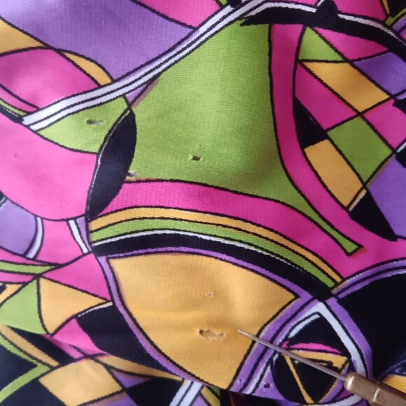 Vintage Women's 8/10 Med Dress 1960's Psychedelic Mod Garage Belted Cowl Neck - Picture 8 of 9